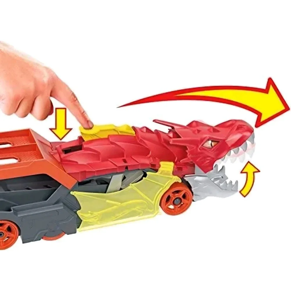 Hot Wheels City Dragon Launch Transporter Red Dragon Car Hauler with 1 Car NEW
